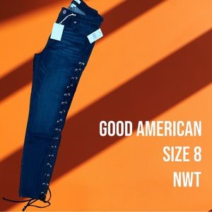 NWT • Good American Good Legs Lace
Up Jeans Size 8 High Waist